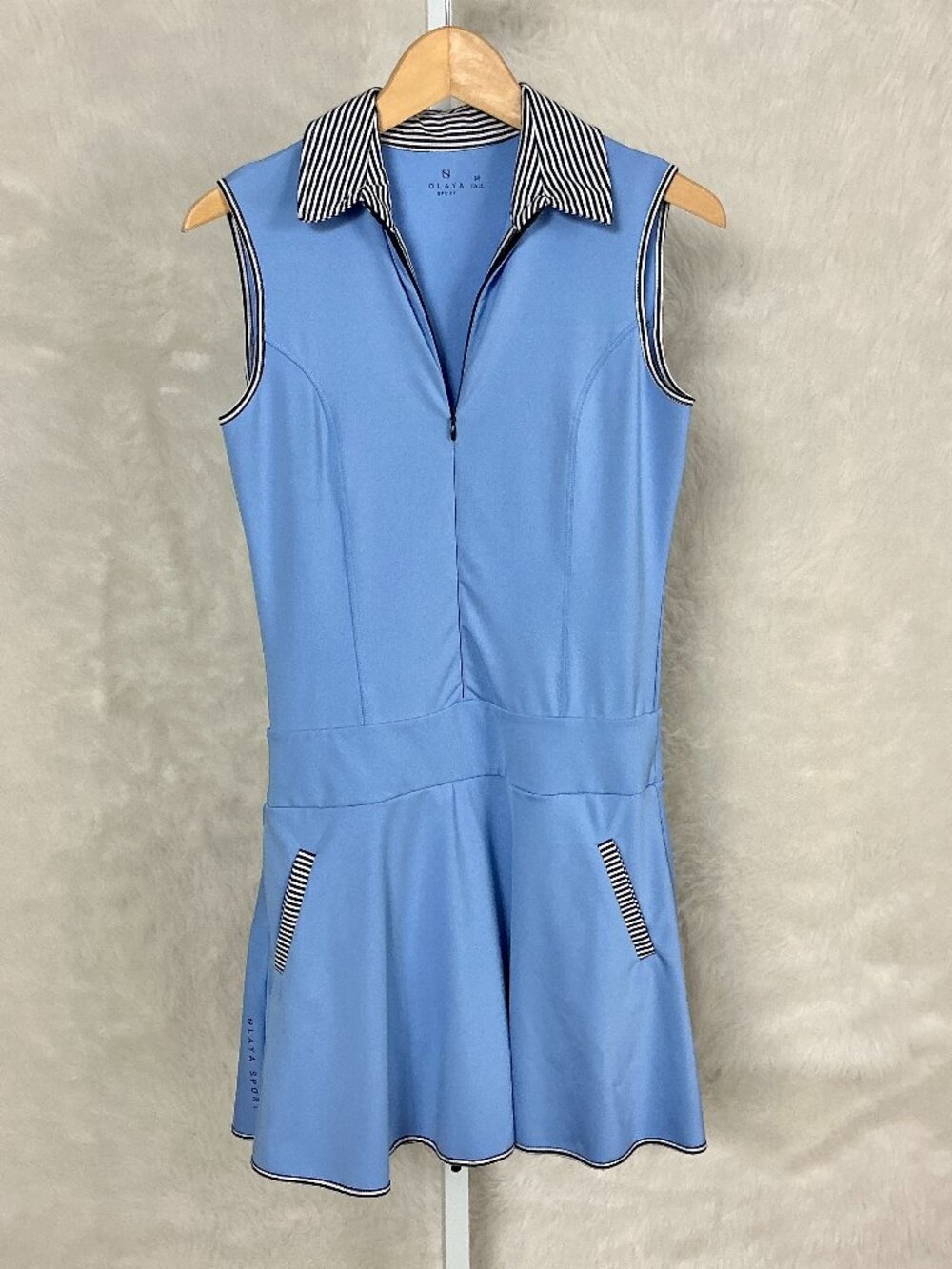 Olaya Sport Blue Navy & White Stripe Trim Golf Grace Dress Skort M Tall